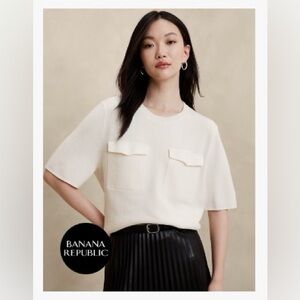Banana Republic Pocket Sweater T-Shirt, Snow Day XS